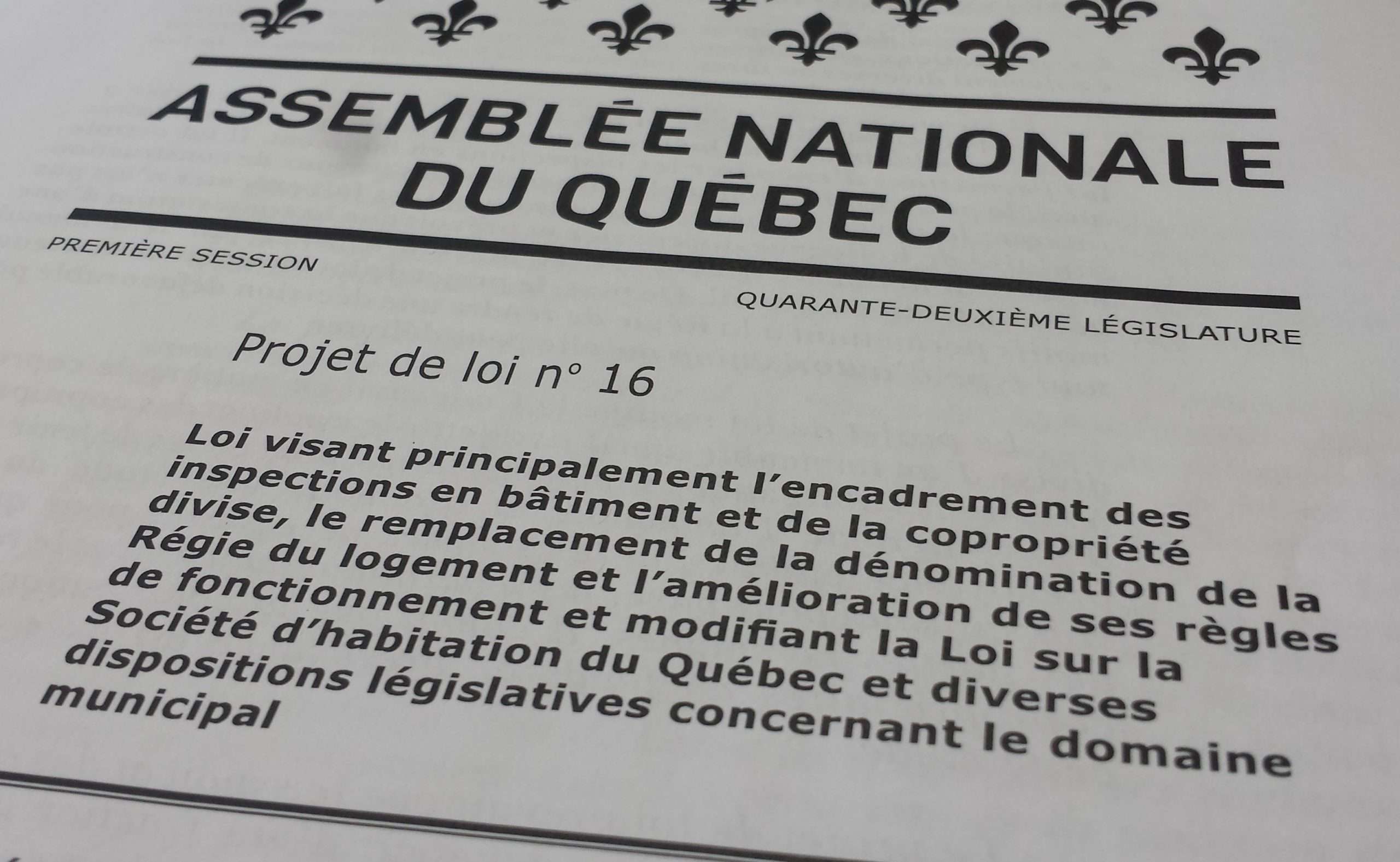 Loi 16 copropriété Québec